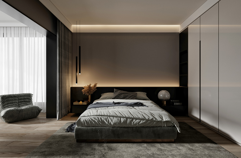 Schlafzimmer mit smarten Lichtern